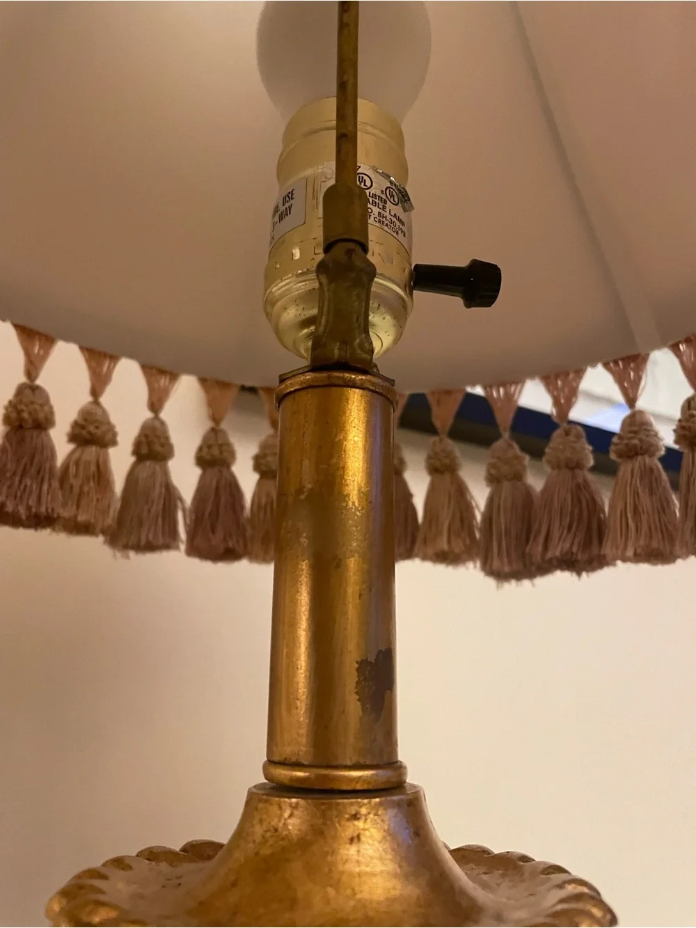 Vintage Victorian Lamp Table Tassels Ornate base Glows Beautifully